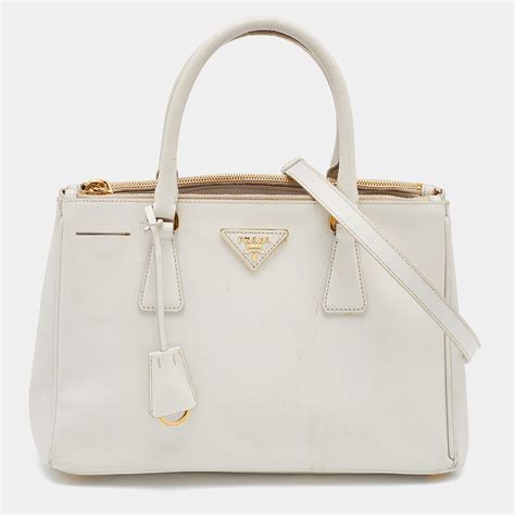 prada saffiano tote white.